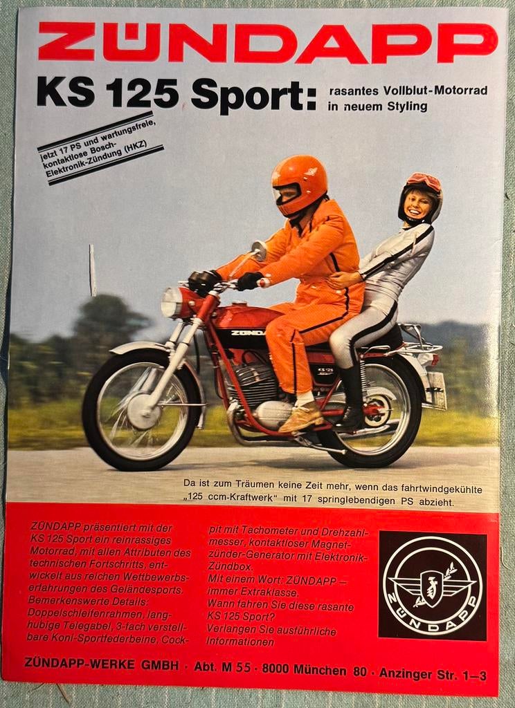 Advertentie 1974 Zündapp KS125 Sport, Verzenden, Zo goed als nieuw, Motoren