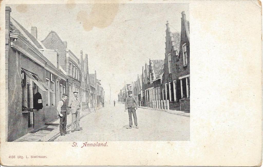 Sint-Annaland (Zld.) Straatgezicht met Volk, ca. 1900, Ophalen of Verzenden, Voor 1920, Ongelopen, Zeeland