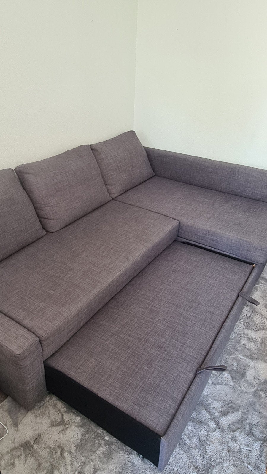 IKEA FRIHETEN hoek slaapbank met opbergruimte – Grijs – 230, Huis en Inrichting, Slaapkamer | Slaapbanken, Gebruikt, Overige maten