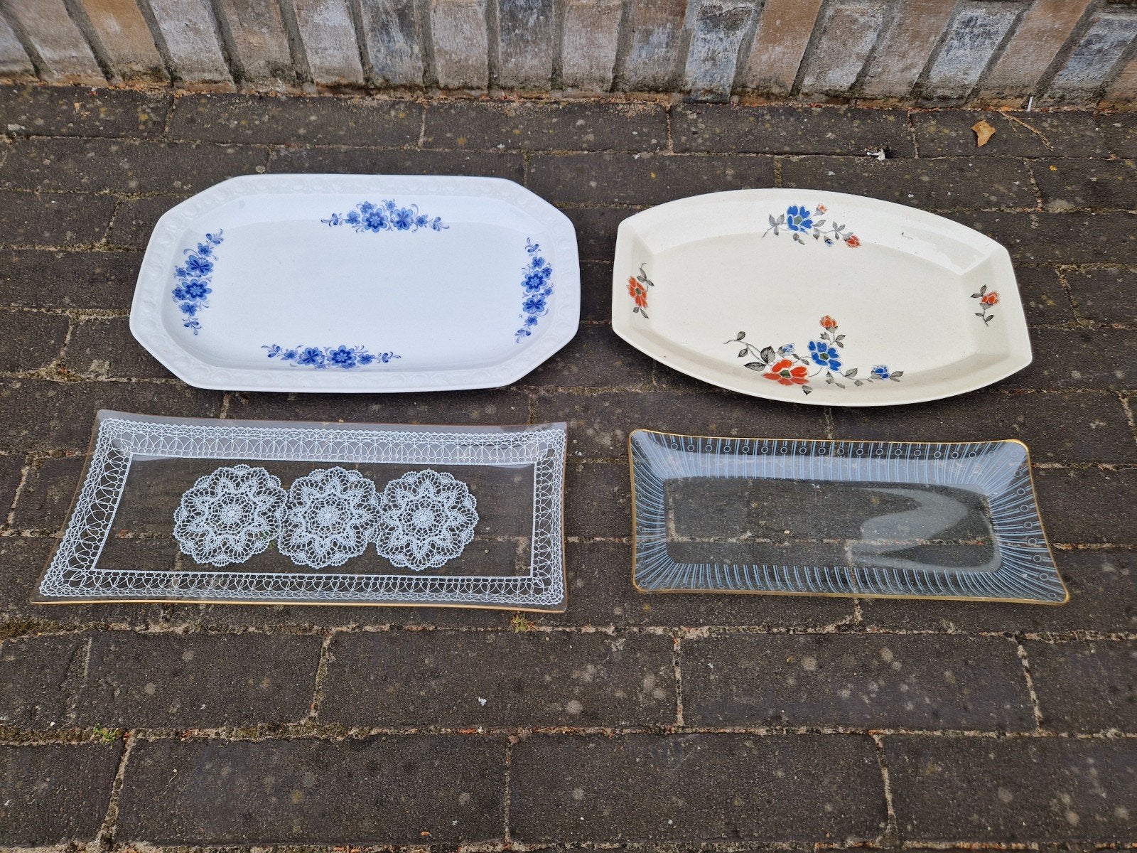 4 Vintage Serveerschalen - Diverse Designs, Ophalen of Verzenden