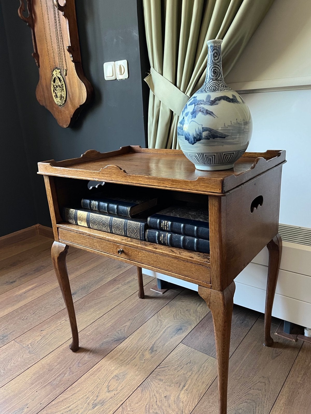 Antieke Hollandse Boekentafel / Bijzettafel Eikenhout 1860, Ophalen