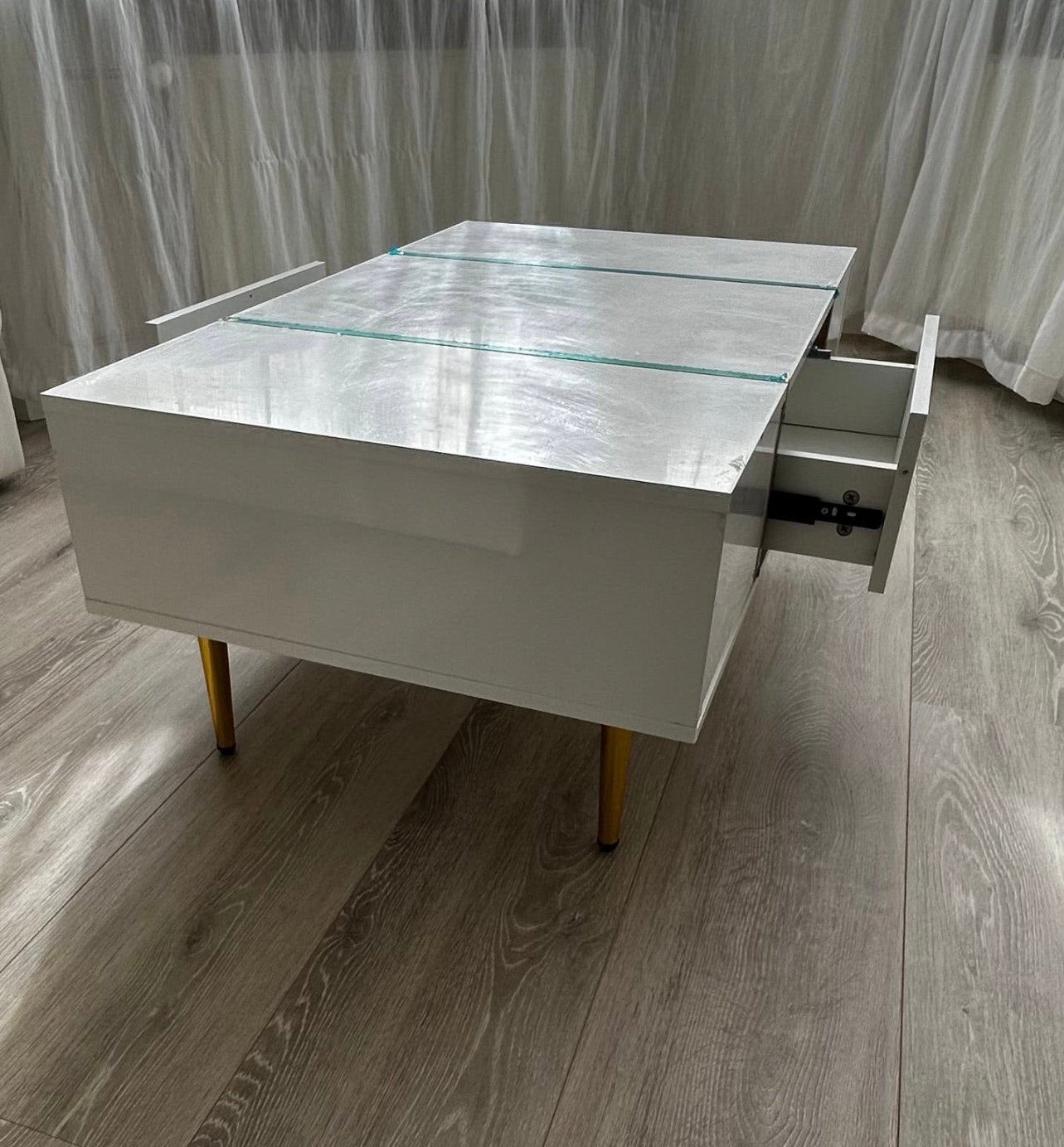 Nieuwe moderne salontafel met lades, Huis en Inrichting, Tafels | Salontafels, Ophalen, 100 tot 150 cm, 50 tot 100 cm, Zo goed als nieuw