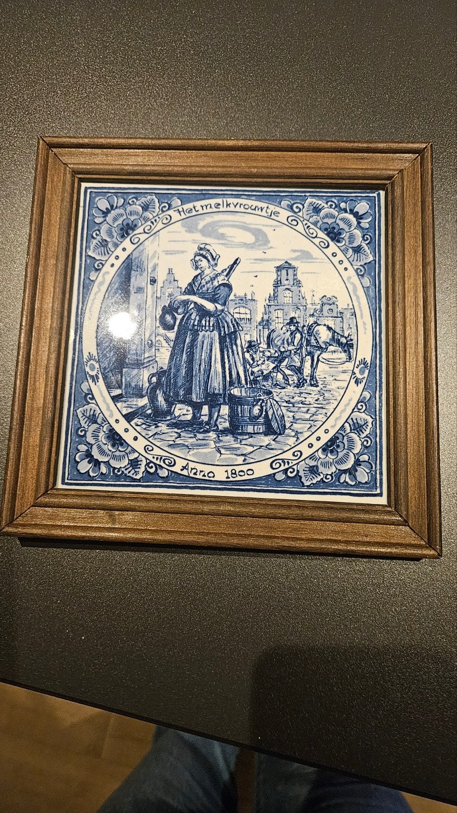 Delfts Blauw Tegeltableau 'Het Melkvrouwtje Anno 1800', Antiek en Kunst, Ophalen of Verzenden