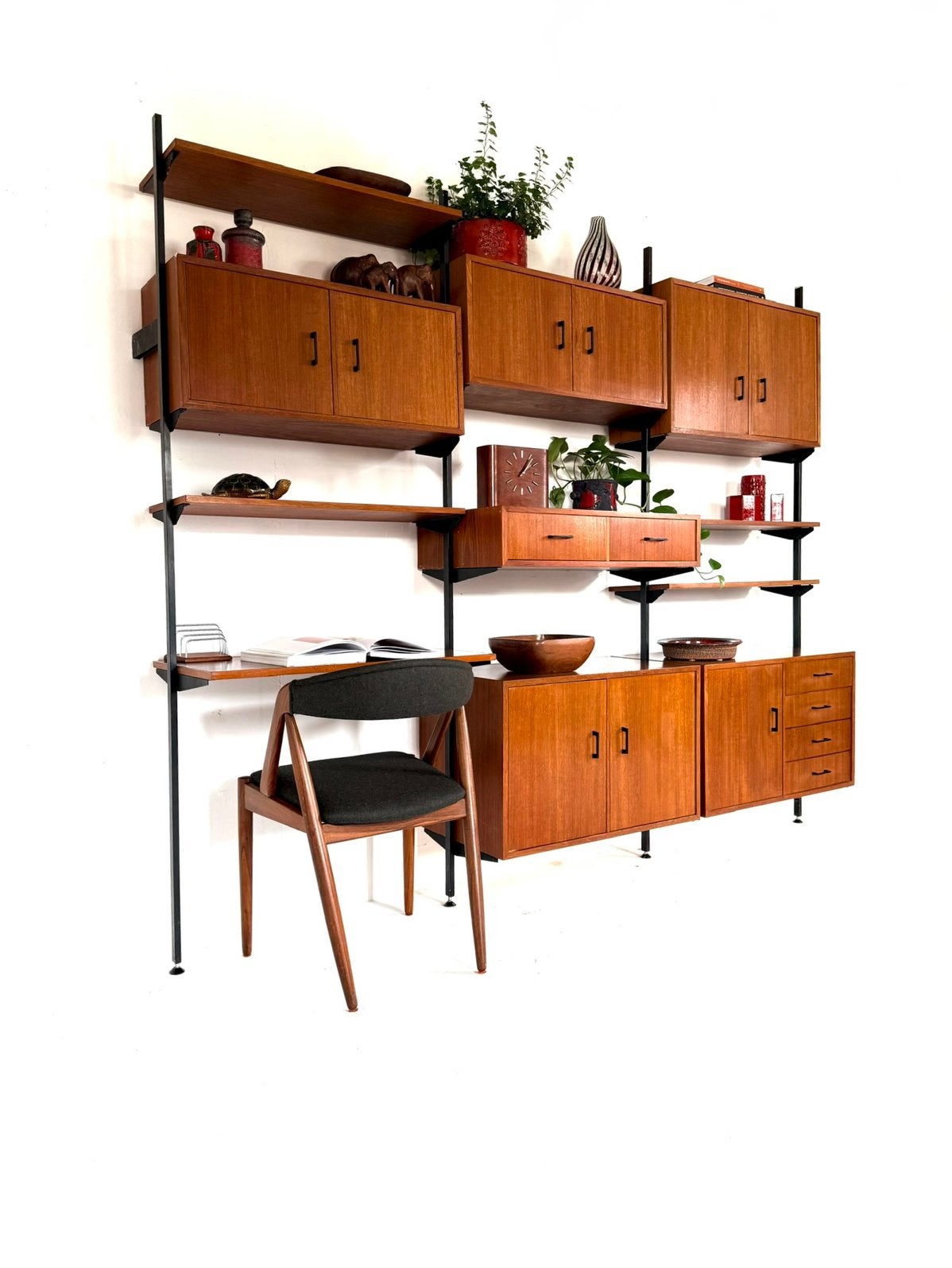 Vintage XL Deens modulair teakhouten wandsysteem ‘60