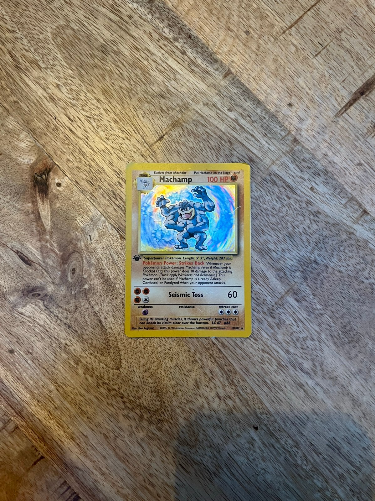 Machamp 1st edition holo pokemon kaart, Ophalen, Gebruikt, Losse kaart