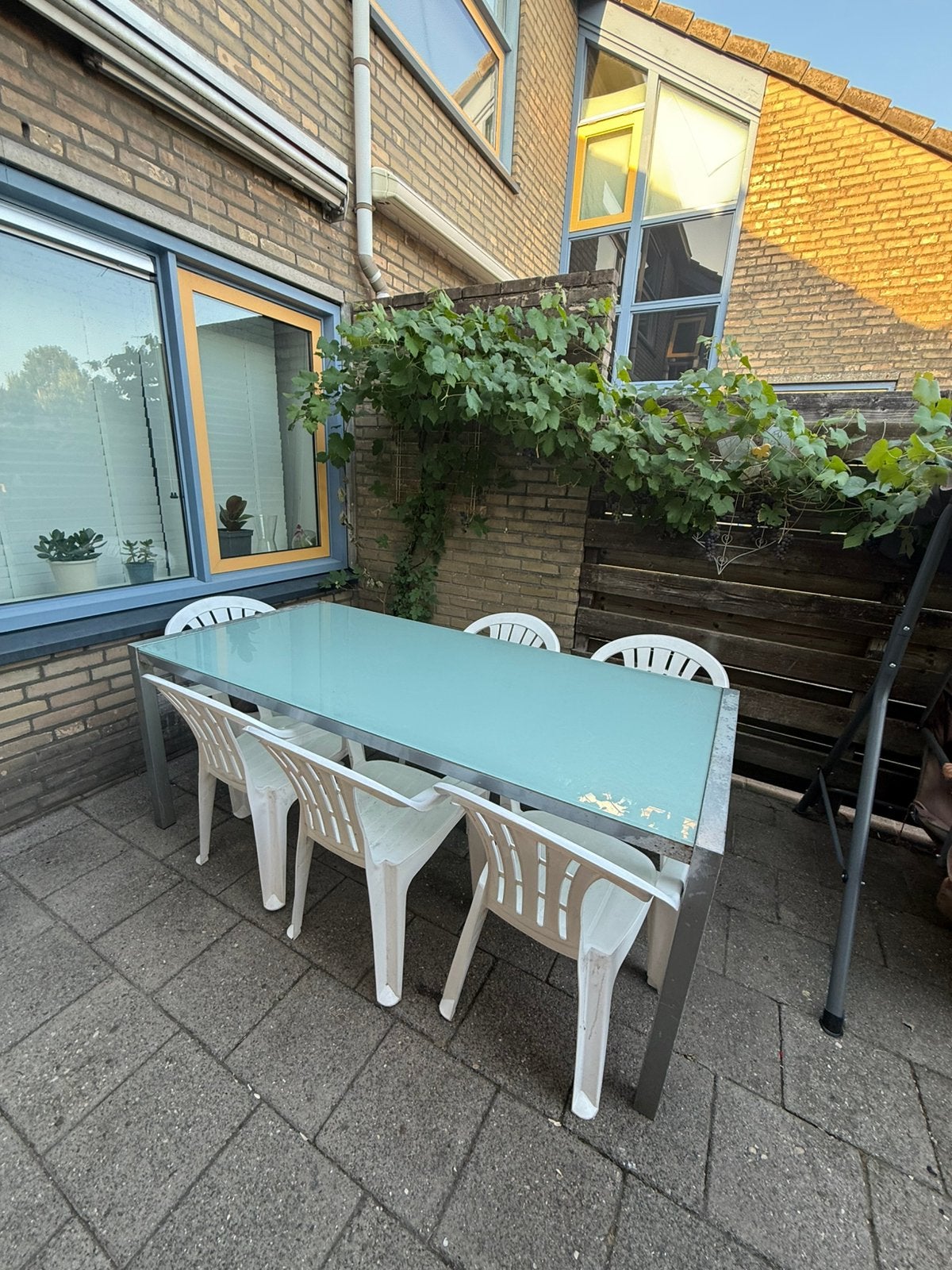 Tuinmeubelen tuintafel met stoelen ophalen in Roosendaal, Ophalen, Overige materialen, Tuinset, 8 zitplaatsen