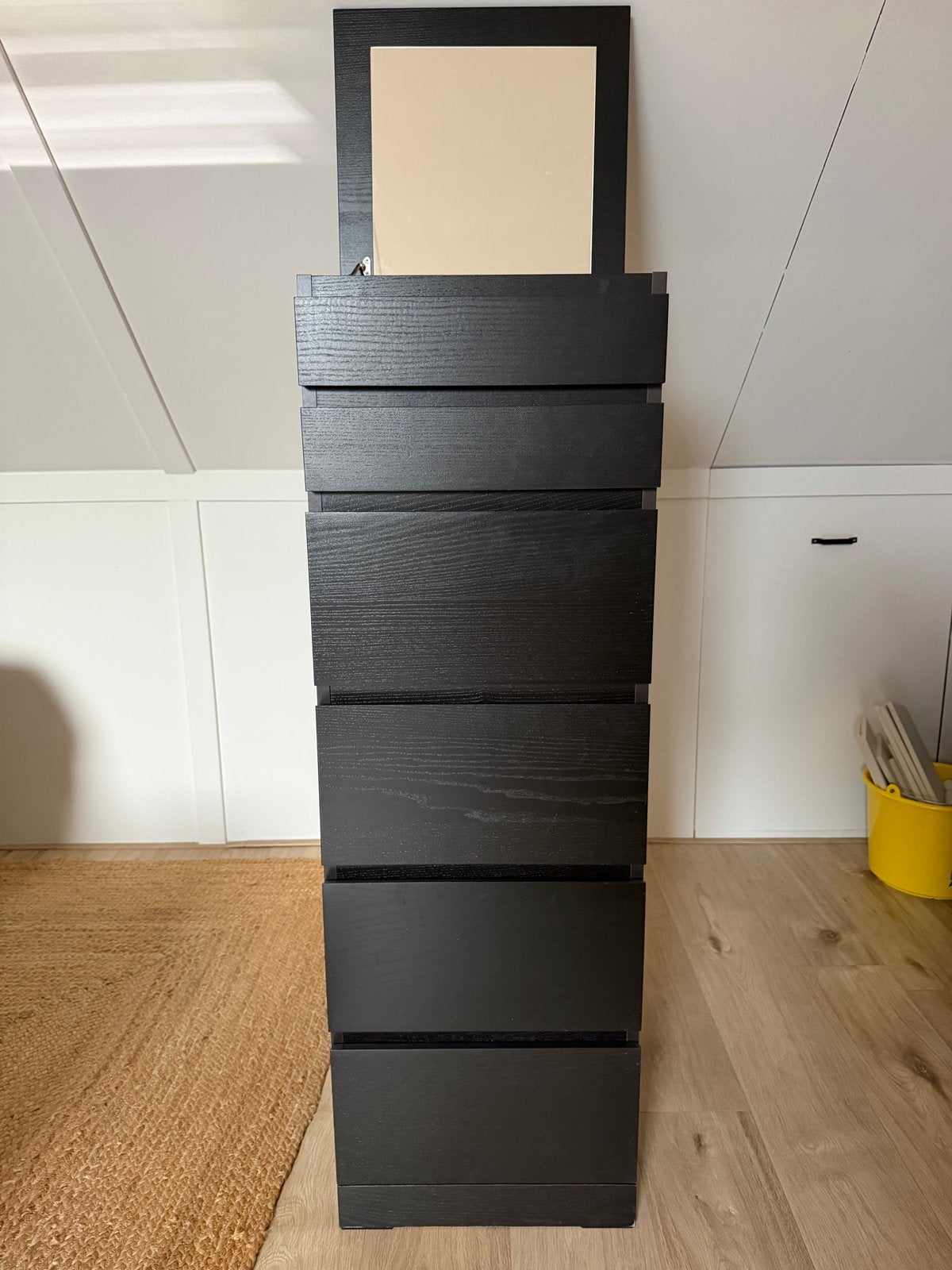 IKEA MALM ladekast met 6 lades en spiegel, zwartbruin, Minder dan 50 cm, Gebruikt, 5 laden of meer, 100 tot 150 cm