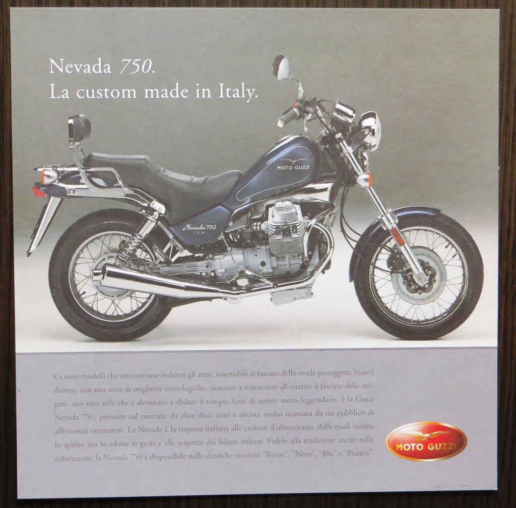 Flyer Moto Guzzi Nevada 750 - 1992 - 2 blz (Italiaans), Verzenden, Moto Guzzi