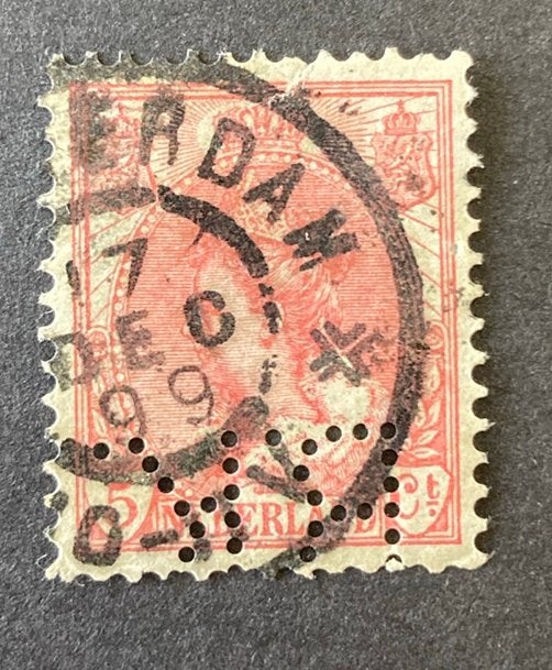 Perfin BK 2 in nvph 60, Ophalen of Verzenden, Gestempeld