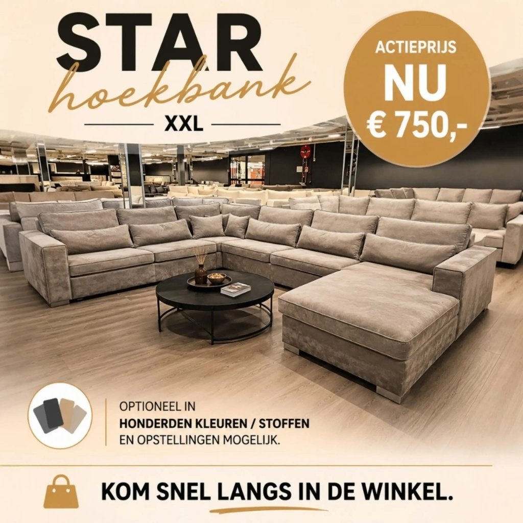 XXL Hoekbank Velvet Taupe Spot Goedkoop Stunt Actie SAle