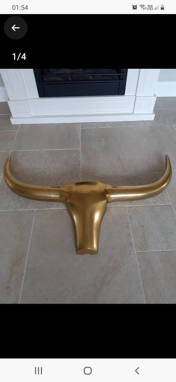 Gouden metalen Buffelkop in Nieuwstaat!!, Metaal, Wandsculptuur, Industrieel, Ophalen of Verzenden