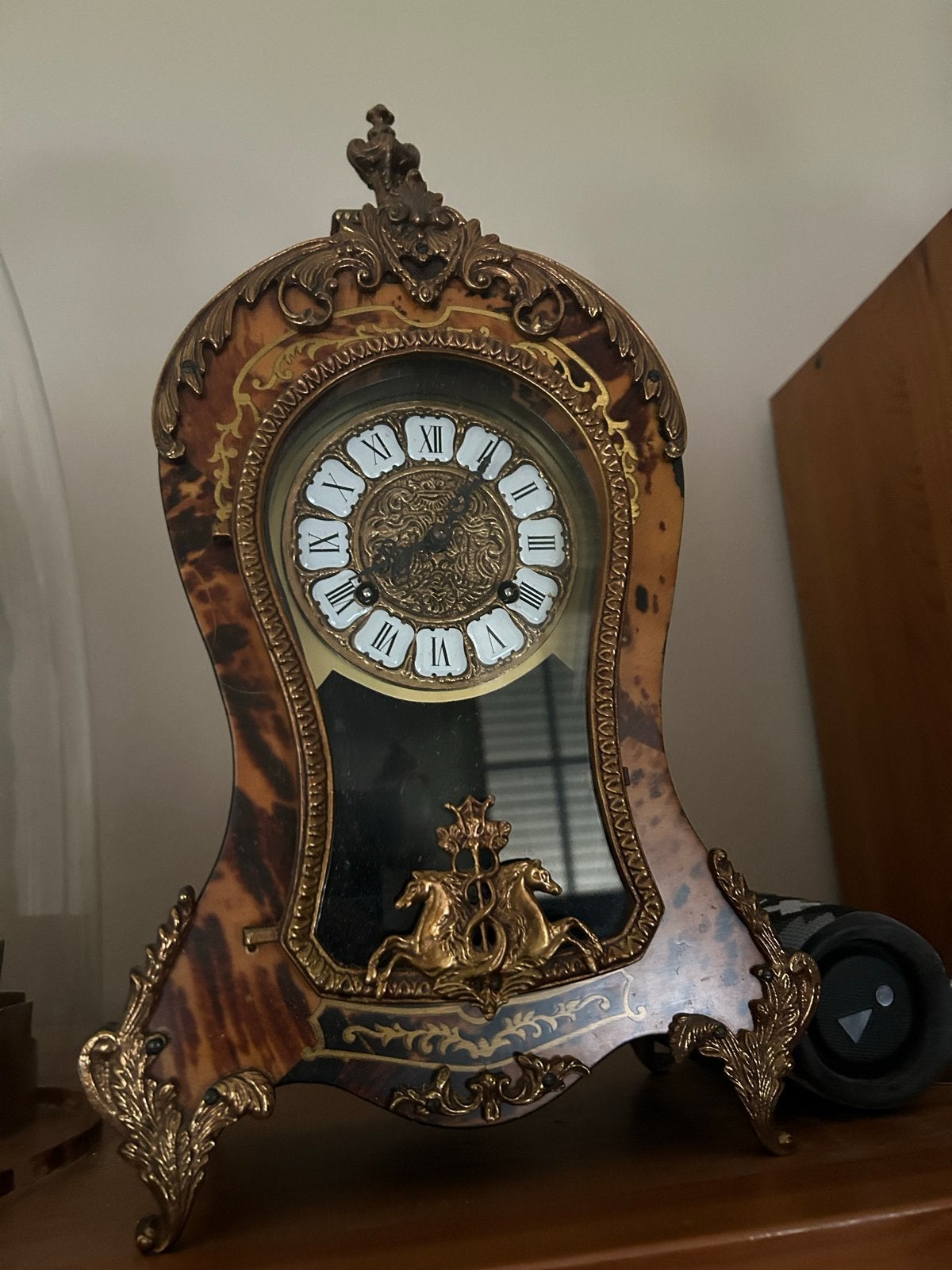 L Boulle Klok - Prachtige Tafelklok met Bronzen Detail, Antiek en Kunst, Ophalen