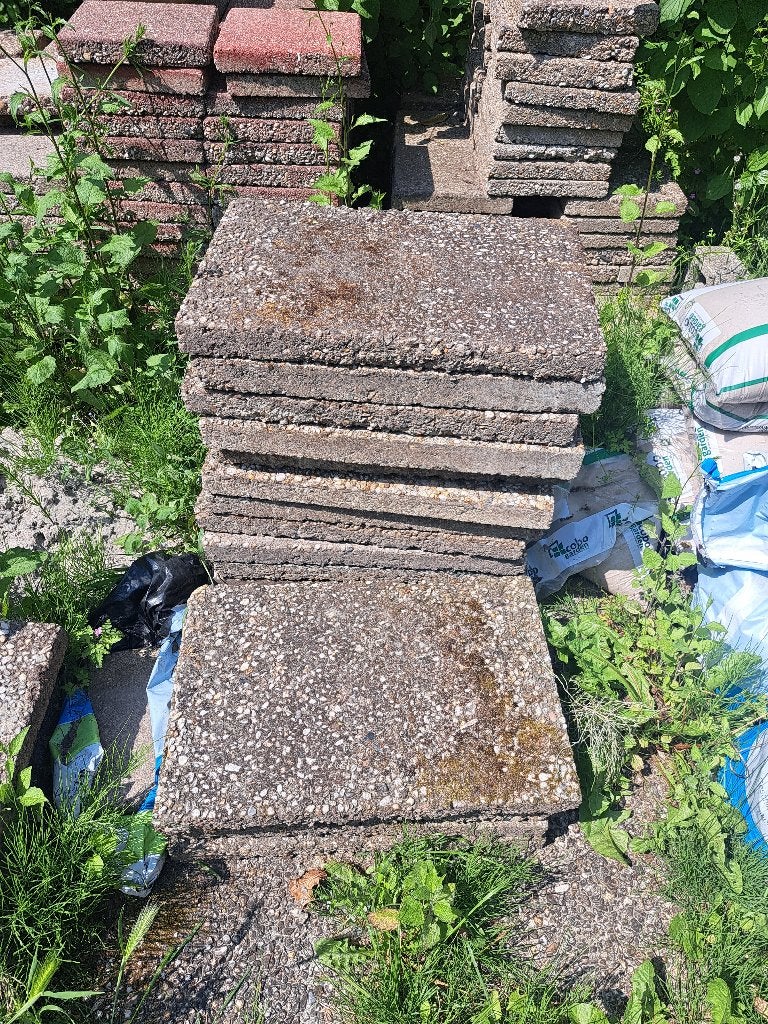 Gratis grindtegels, Tuin en Terras, Ophalen, Gebruikt, Beton, Terrastegels