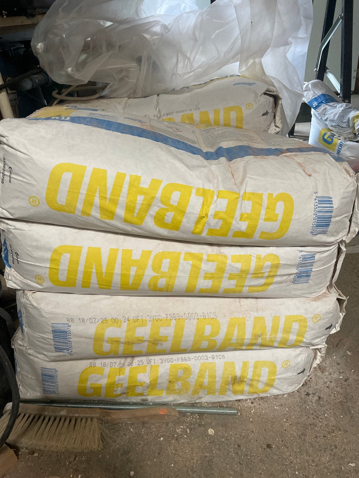 7 zakken Knauf Geelband gipspleister 25 kg, Ophalen, Nieuw