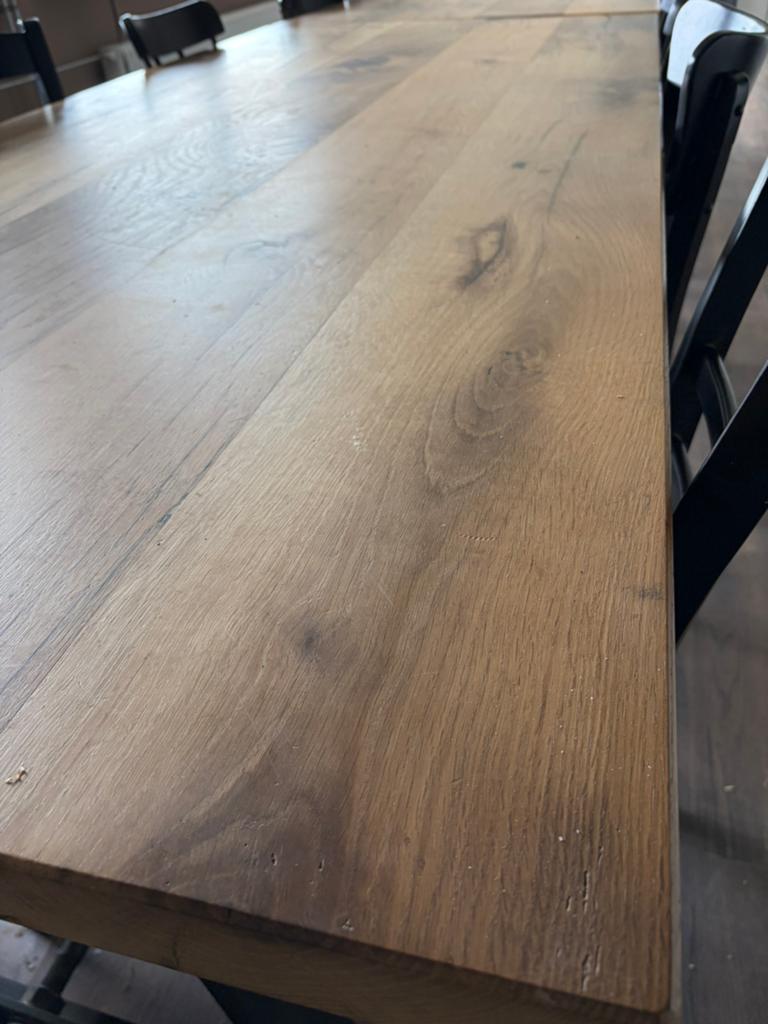 Oud eiken eettafel, Huis en Inrichting, 200 cm of meer, Zo goed als nieuw, Rechthoekig, 50 tot 100 cm