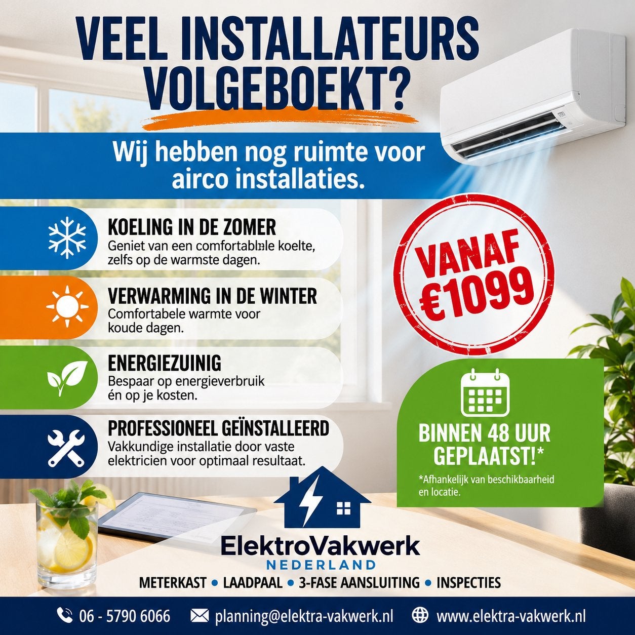 Airco Installatie Binnen 48 Uur | Geen Lange Wachttijden!, Diensten en Vakmensen, Loodgieters en Installateurs, 24-uursservice
