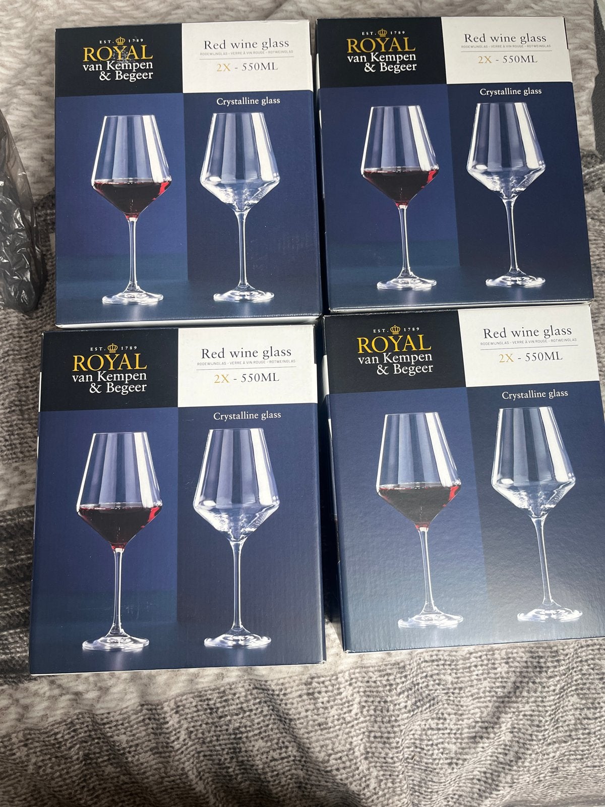 Royal van Kempen & Begeer Rode Wijnglazen - 4x2 stuks, Ophalen, Nieuw, Overige merken, Glas