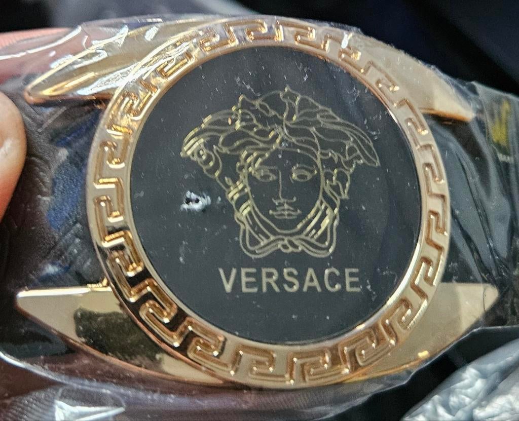 Versace Riem met Medusa Gesp - Zwart/Goud, 95 tot 105 cm, Nieuw, Ophalen of Verzenden, Riem of Ceintuur