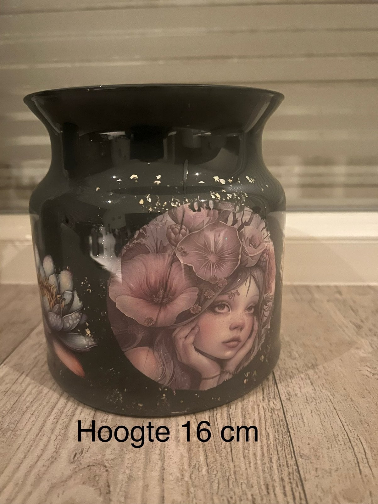 Handgemaakt decoupage vaas, Huis en Inrichting, Ophalen, Zo goed als nieuw, Handgemaakt