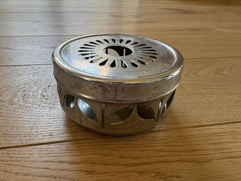 Vintage metal theelicht/onderzetter, Ophalen of Verzenden