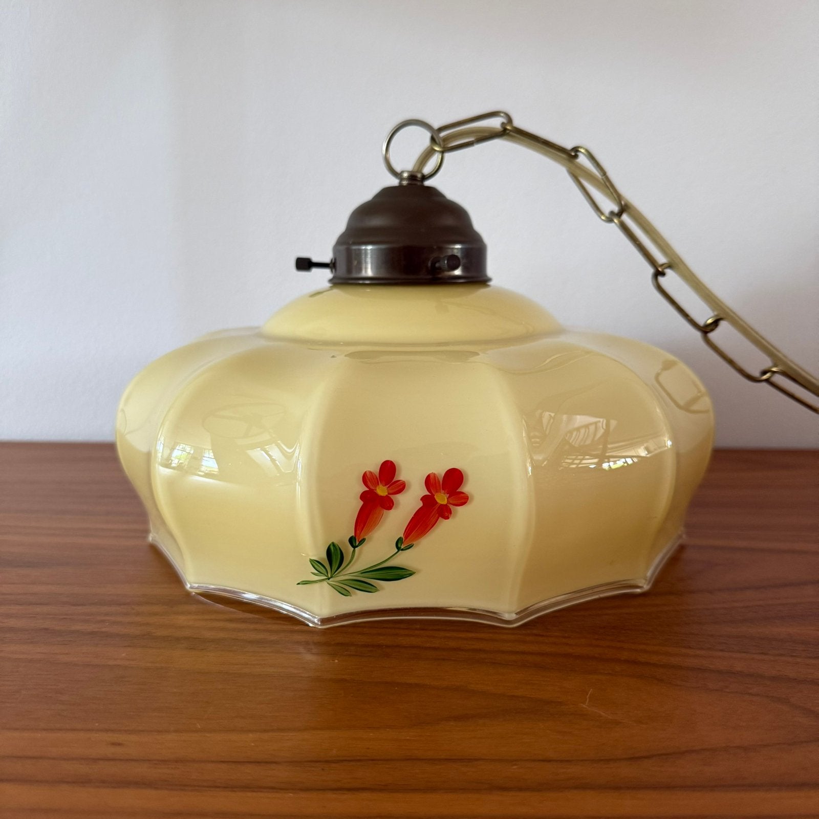 Hanglamp, Art Deco, opaline, vintage, brocante, half 1900, Antiek en Kunst, Ophalen of Verzenden