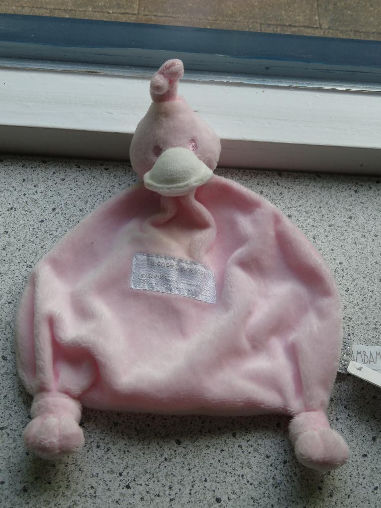 Knuffeldoek eend of eendje merk Bam Bam roze velours, Nieuw, Ophalen of Verzenden, Wasbaar, Roze