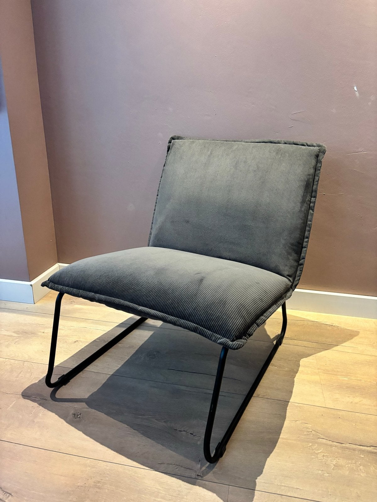 Grijze ribfluwelen fauteuil Cooper Leen Bakker, Ophalen, Zo goed als nieuw, Eén, Stof