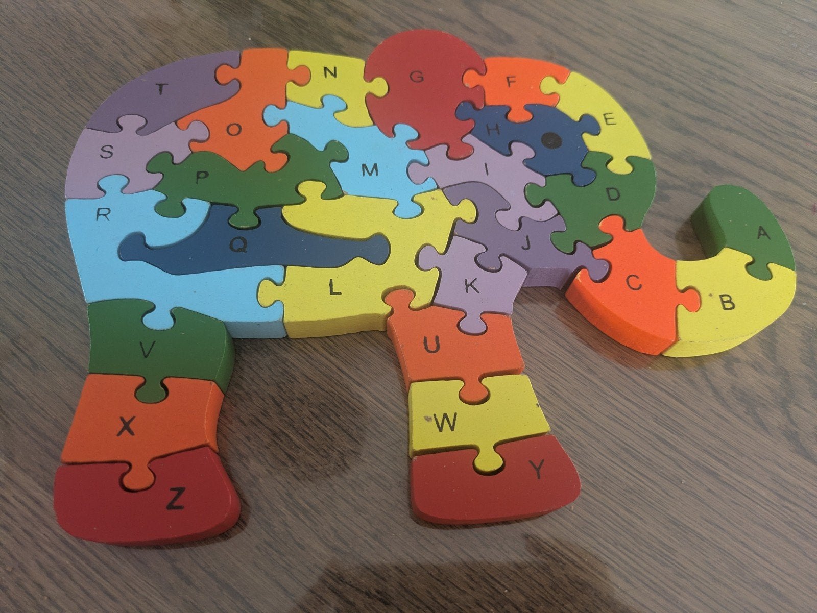 Houten Olifant Alfabet & Cijfers Puzzel, 10 tot 50 stukjes, Nieuw, Ophalen of Verzenden, Van hout