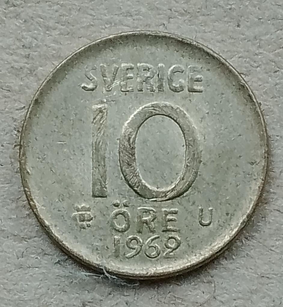 Zweden, 10 öre 1962, Postzegels en Munten, Ophalen of Verzenden, Overige landen, Losse munt, Zilver