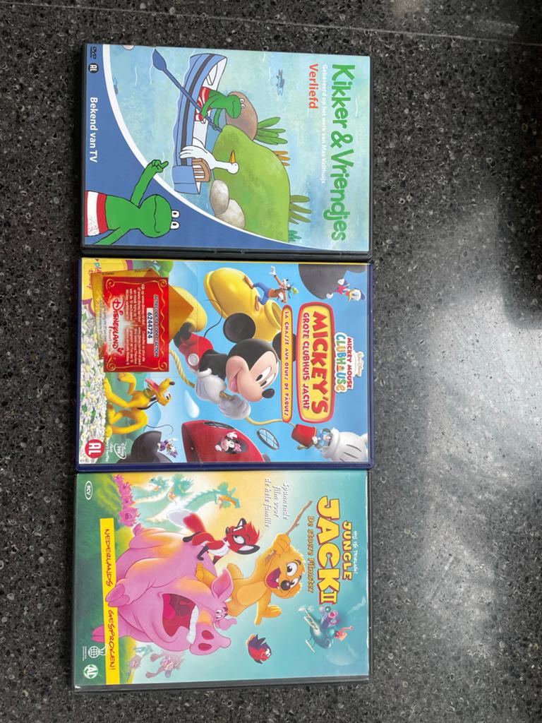 Kinder DVD's: Kikker & Vriendjes, Mickey's Clubhuis, Jungle, Cd's en Dvd's, VHS | Kinderen en Jeugd, Ophalen of Verzenden, Zo goed als nieuw