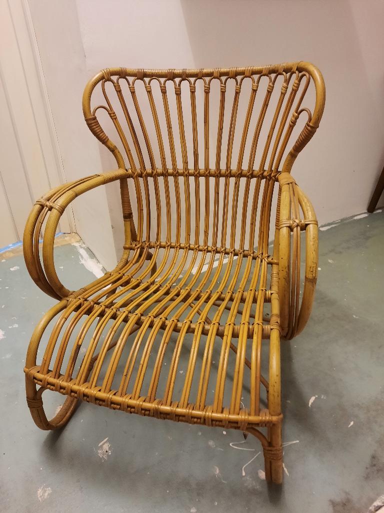 Vintage rotan stoel, Ophalen, Huis en Inrichting