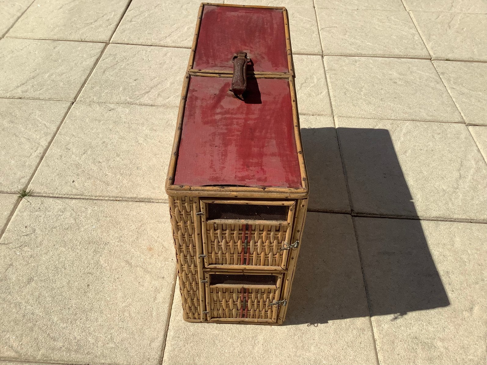 Vintage rieten duivenmand, Dieren en Toebehoren, Ophalen of Verzenden, Gebruikt, Overige materialen, Vogelkooi