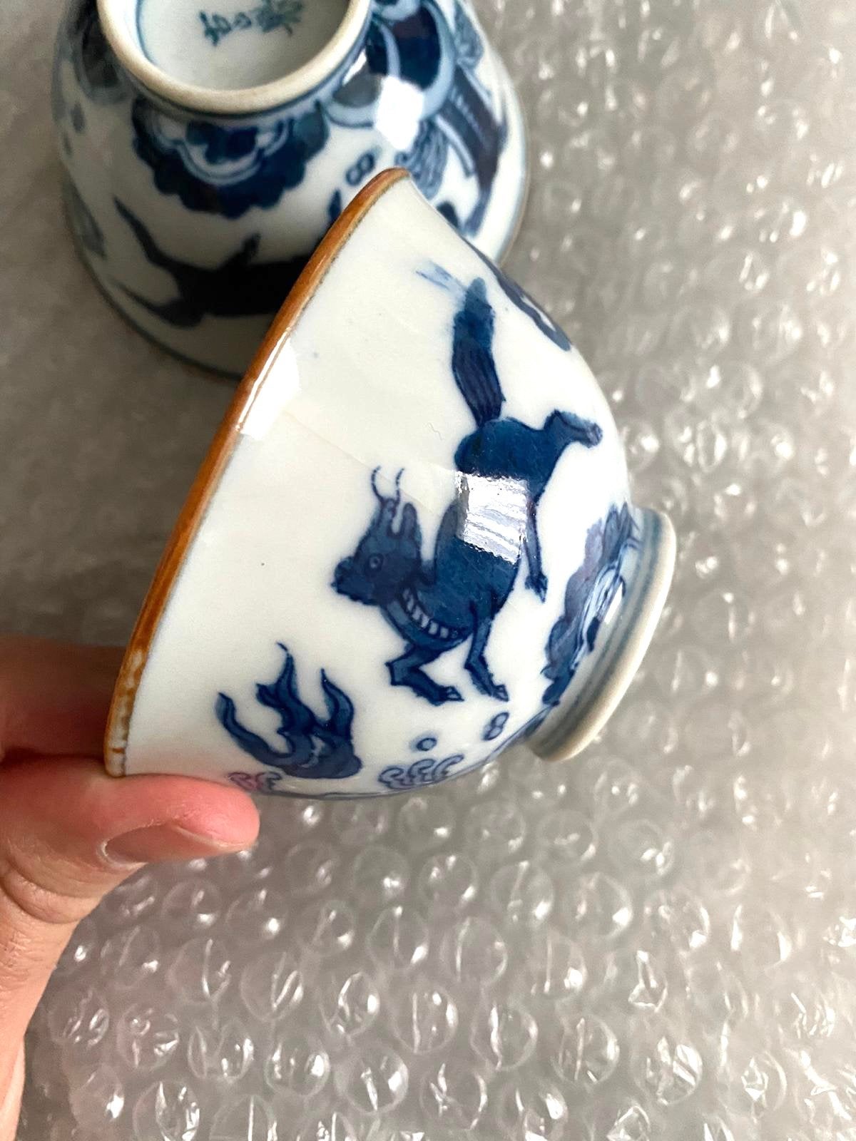 3 Antieke Chinese Blauw-Wit Porseleinen Kommen Ming Zeldzaam, Ophalen of Verzenden