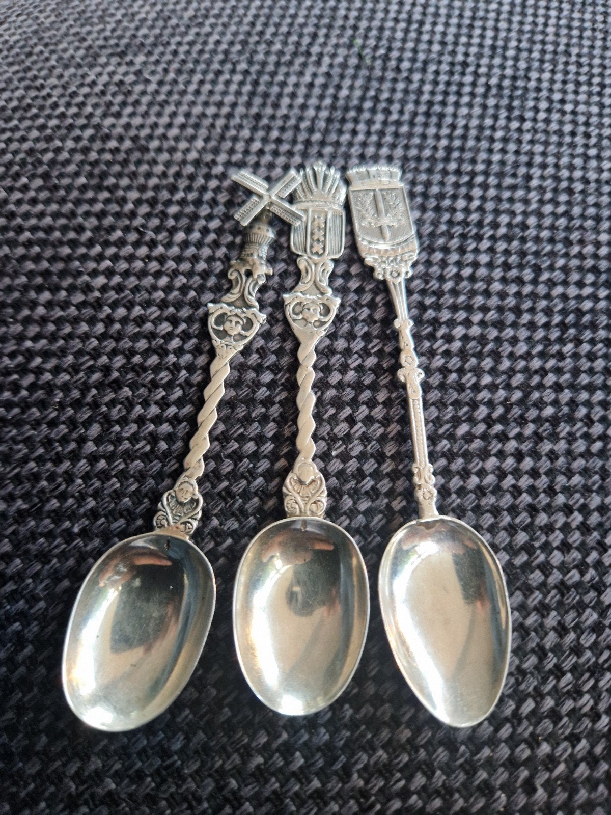 Set van 3 Zilveren Lepels waarvan 2 Geboortelepels, Antiek en Kunst, Ophalen of Verzenden