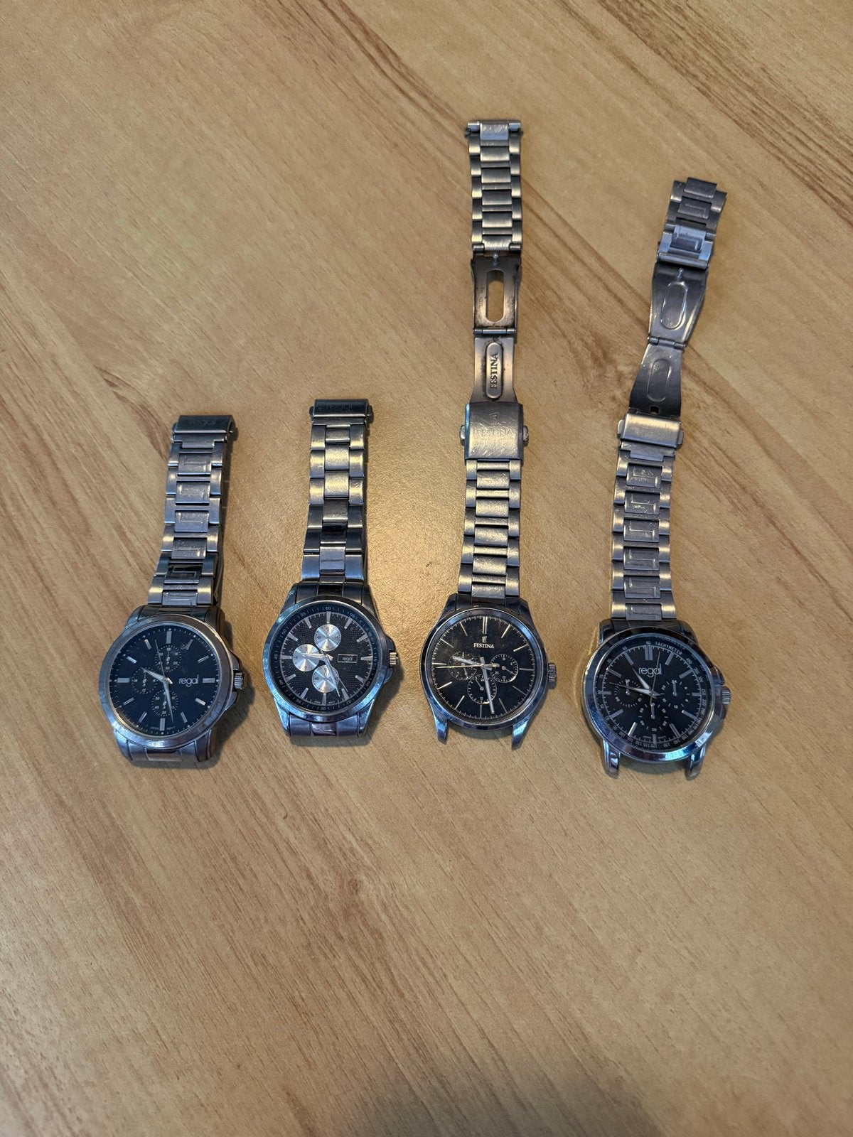 Set van 4 herenhorloges: Festina en Regal, Overige merken, Gebruikt, Staal, Polshorloge