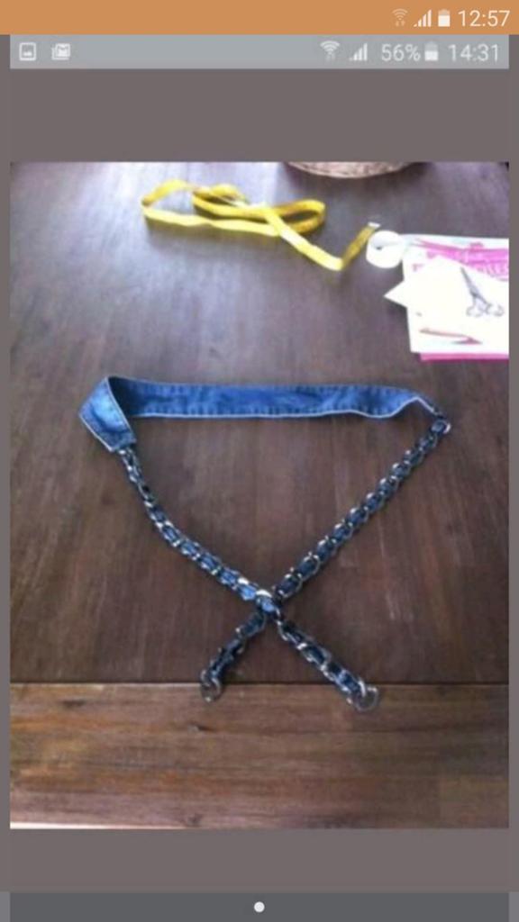 Riem blauw van jeansstof met ketting., Kleding | Dames, Riemen en Ceinturen, Ophalen of Verzenden, Nieuw, Heupriem