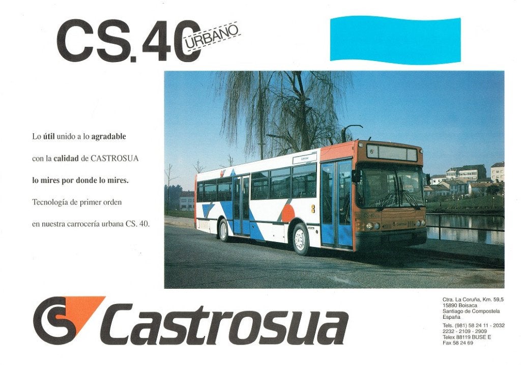 Folder Castrosua CS.40 City & Urbano (Spaanse bus - 1991), Verzenden, Gelezen, Overige merken