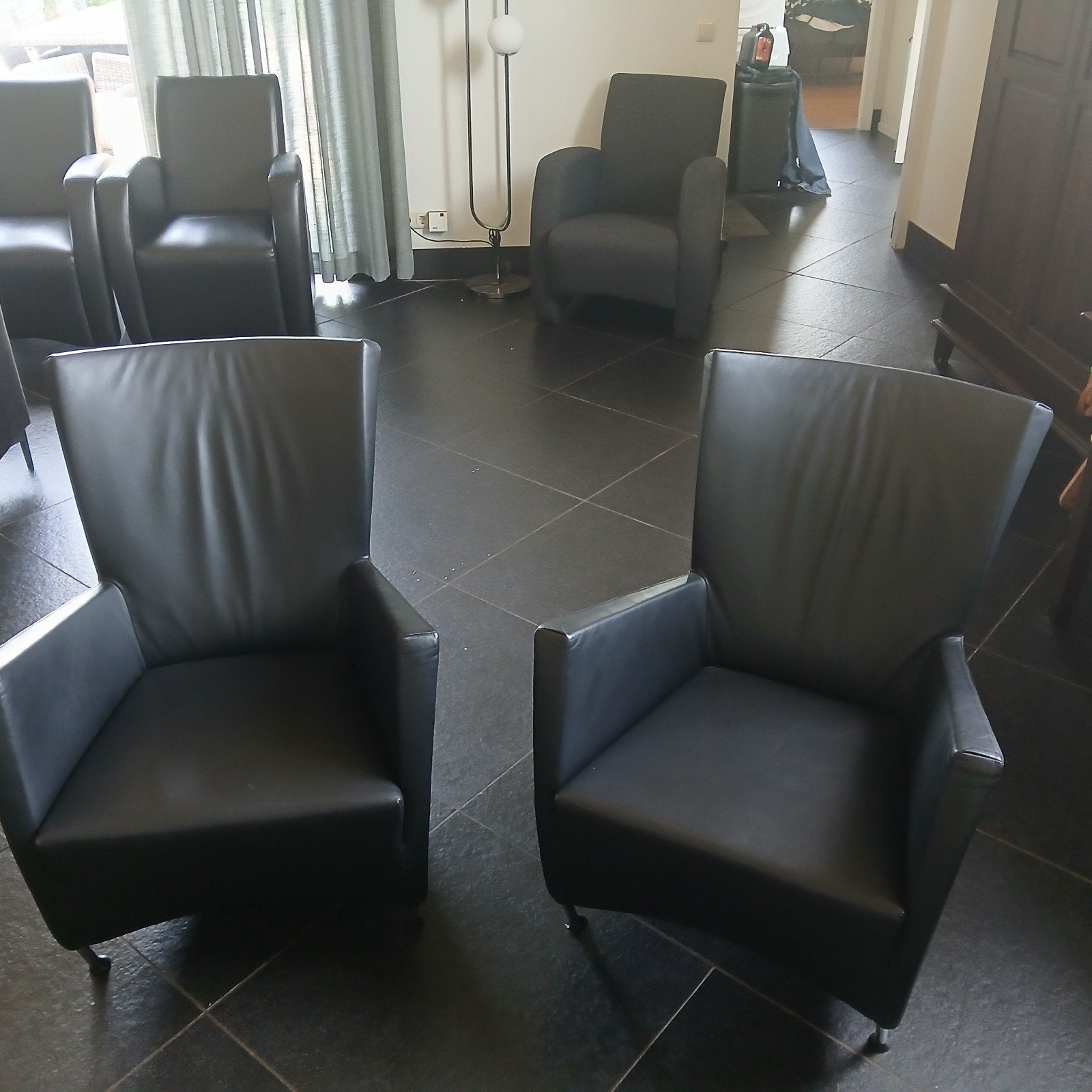 Montis Windy fauteuil - Zwart leer, zo goed als nieuw