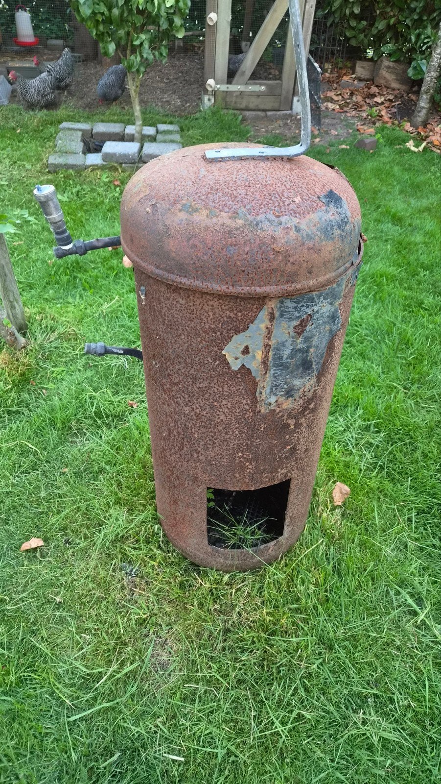 Houtkachel voor jacuzzi of zwembad met koperen spiraal, Tuin en Terras, Zwembad-toebehoren, Ophalen, Gebruikt