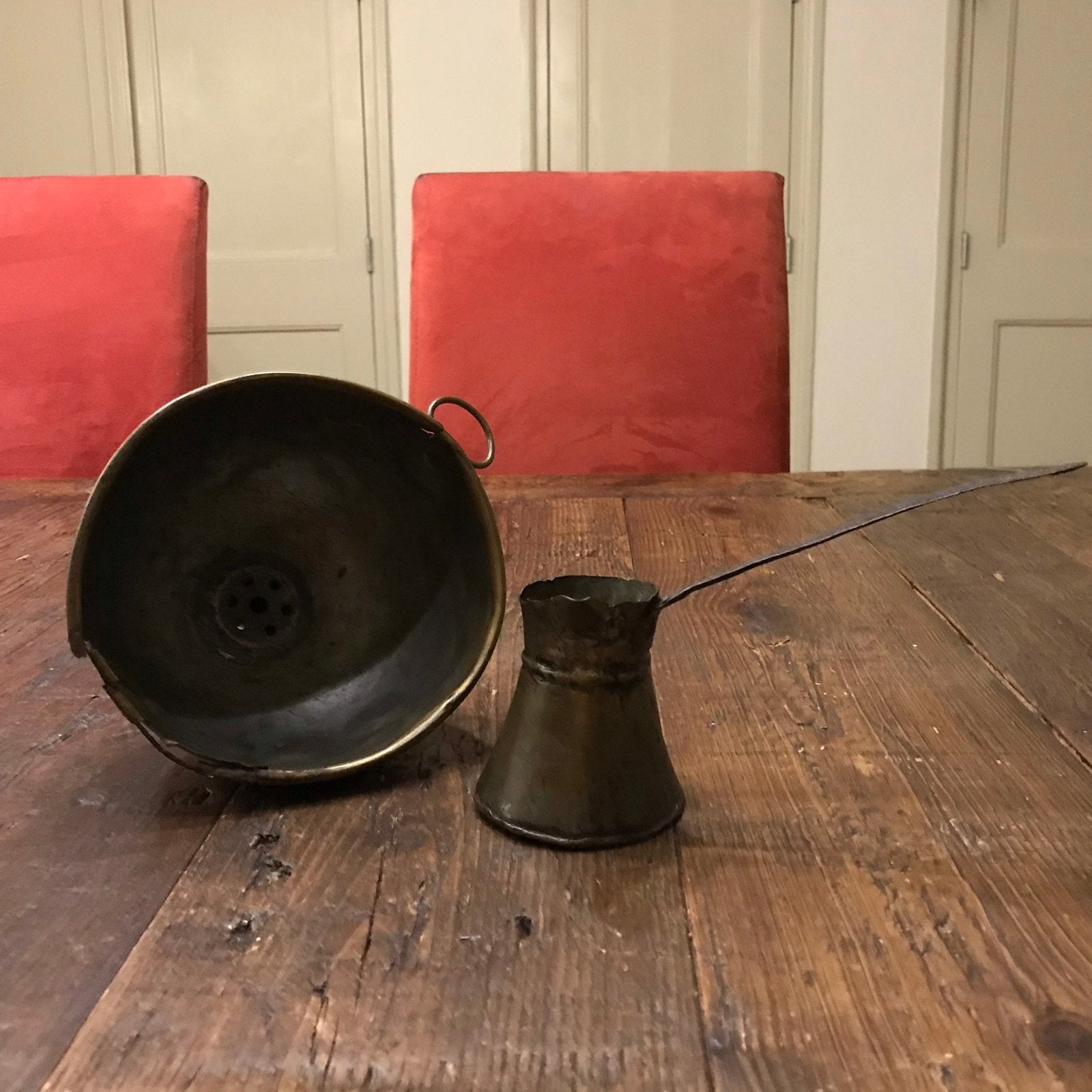 Antieke koperen trechter en kannetje, Antiek en Kunst, Ophalen of Verzenden, Koper