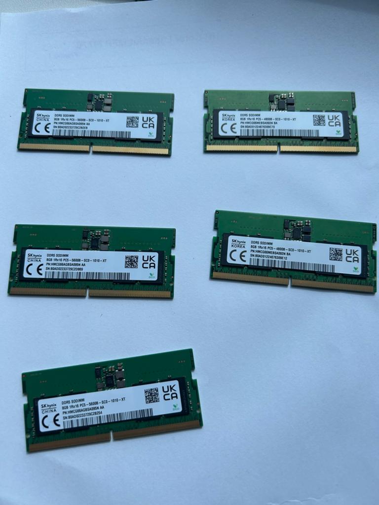 5x 8GB SKhynix DDR5 SODIMM RAM 5600B, Computers en Software, RAM geheugen, Gebruikt, 8 GB, Ophalen of Verzenden, DDR5