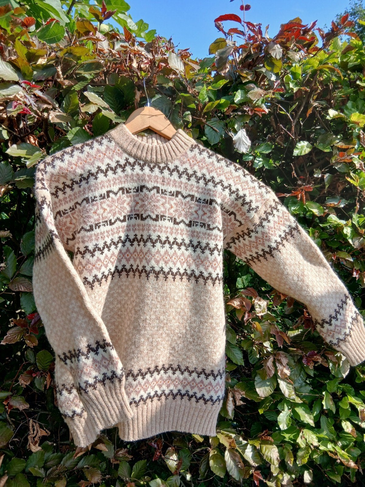 Vintage wollen trui met Fair Isle patroon maat 40, Kleding | Dames, Truien en Vesten, Maat 38/40 (M), Beige, Ophalen of Verzenden