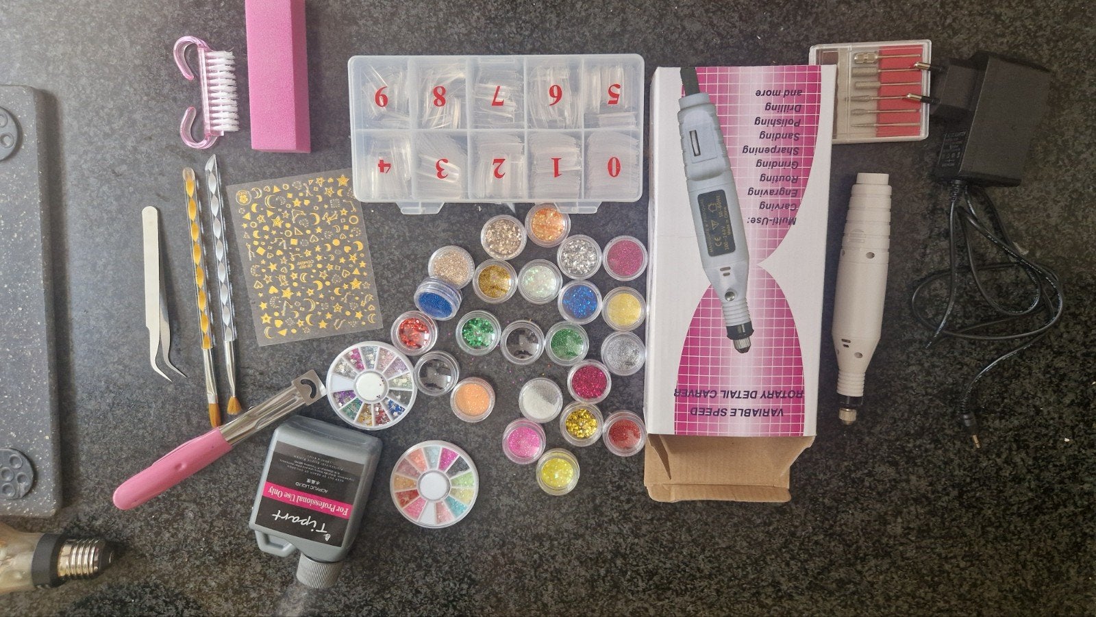 (acryl) nagelset met roterende vijl en accessoires, Ophalen, Gebruikt, Overige typen