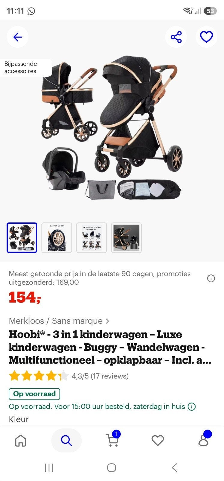 kinderwagen 3 in 1, Ophalen of Verzenden, Zo goed als nieuw, Kinderwagen, Overige merken