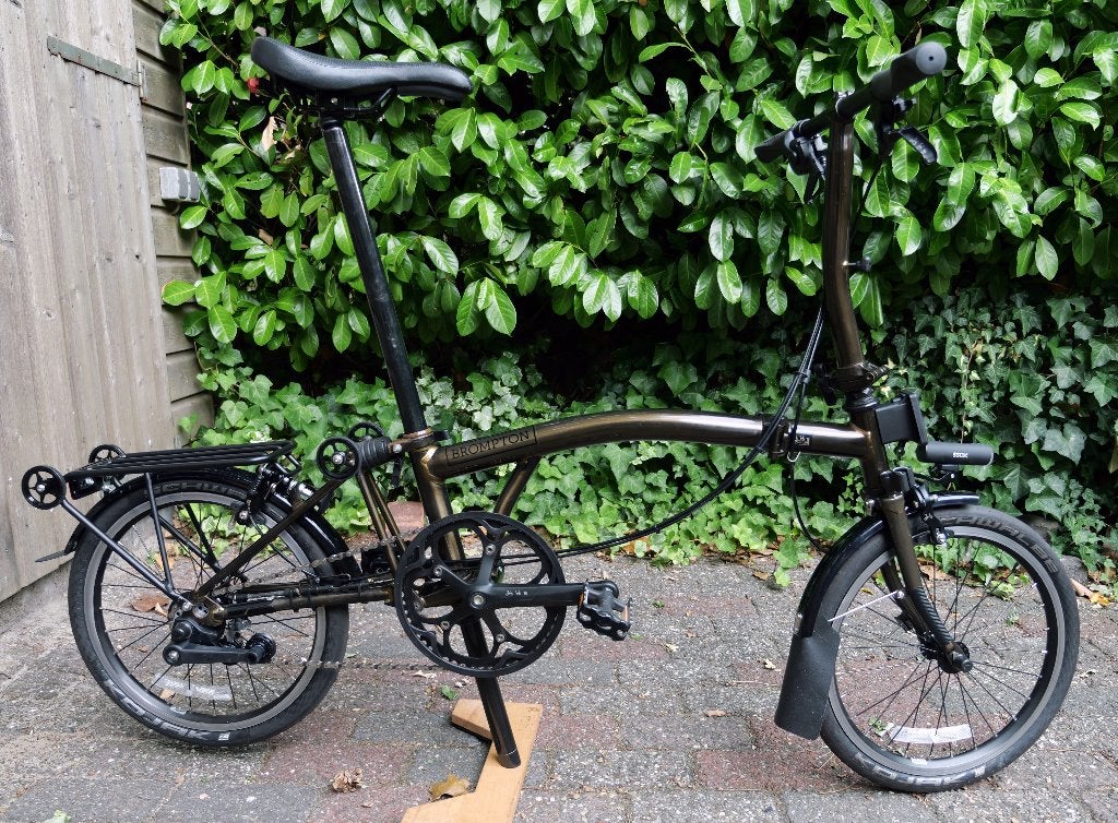 Brompton Black Lacquer vouwfiets met twee versnellingen, Ophalen, Gebruikt, Brompton, Velgrem