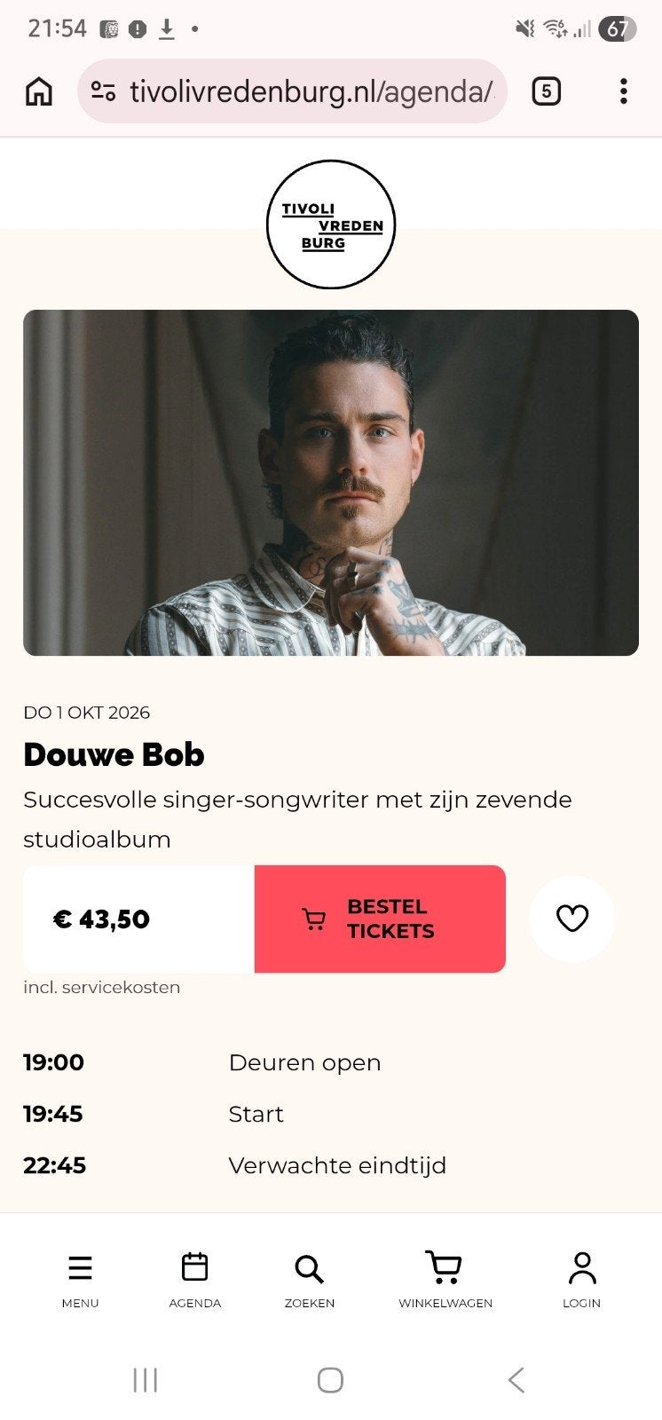 2 kaartjes voor Douwe Bob, Twee personen, Oktober