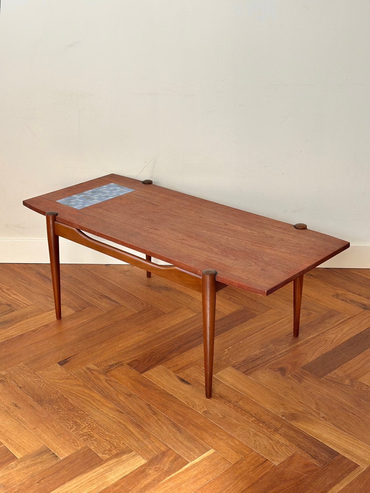 Vintage salontafel teak hout omkeerbaar blad jaren 50/60/70, Ophalen, Gebruikt, 100 tot 150 cm, 50 tot 100 cm