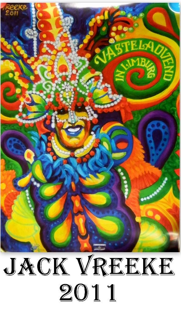 carnaval poster limburg 2011 gemaakt door jack vreeke, Verzamelen, Posters, Ophalen of Verzenden, Zo goed als nieuw, A1 t/m A3