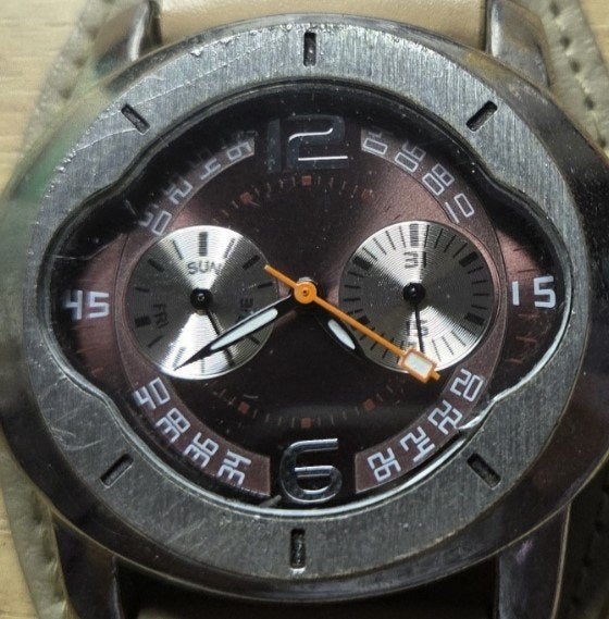 stoere sportieve goedlopende heren horloge met lederen band, Overige merken, Leer, Staal, Polshorloge