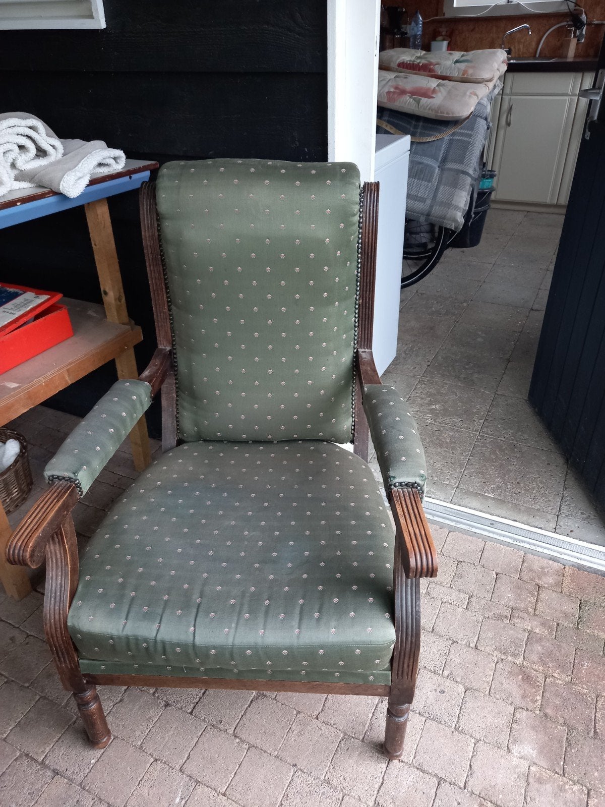 Antieke/ Vintage stoel groen, Ophalen